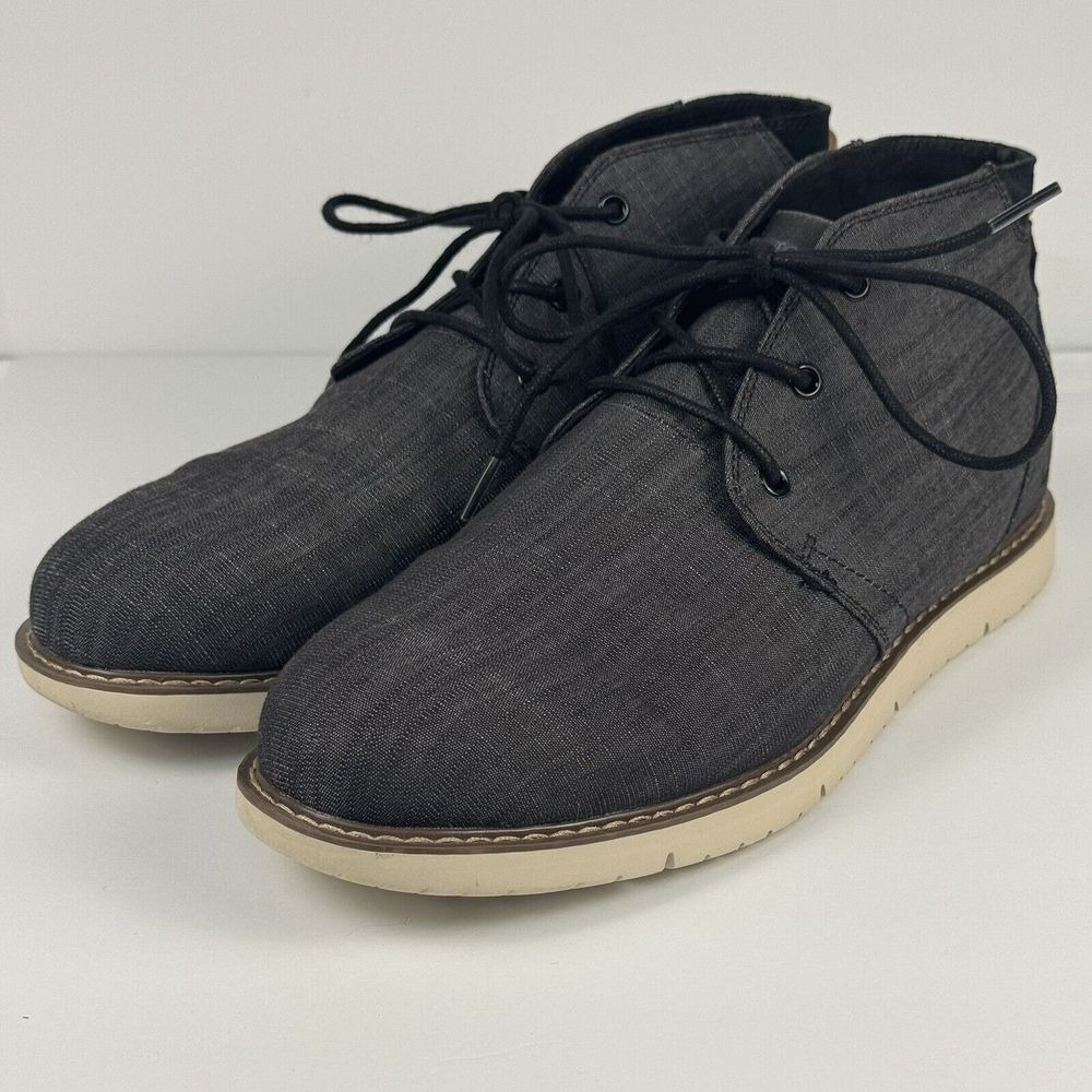 TOMS Men's Chukka Boots Charcoal Grey Canvas Lace Up Ankle‎ Shoes Size 12